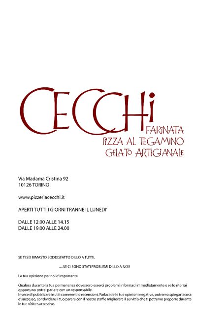 Pizzeria Cecchi Torino - Menu e Orari