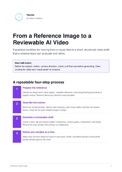 From a Reference Image to a Reviewable AI Video