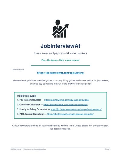 JobInterviewAt Calculators Guide