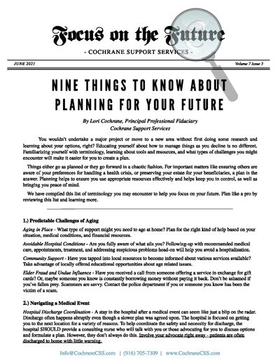 Nine Things to Know About Planning for Your Future