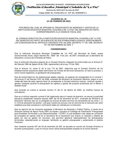 acuerdo presupuesto