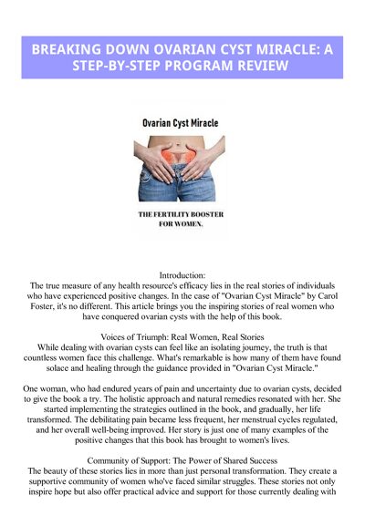 Breaking Down Ovarian Cyst Miracle A Step-By-Step Program Review