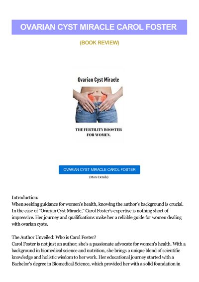 Ovarian Cyst Miracle Carol Foster