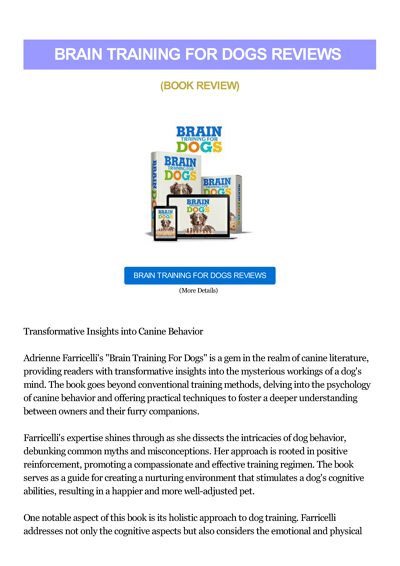 Brain Training For Dogs Reviews
