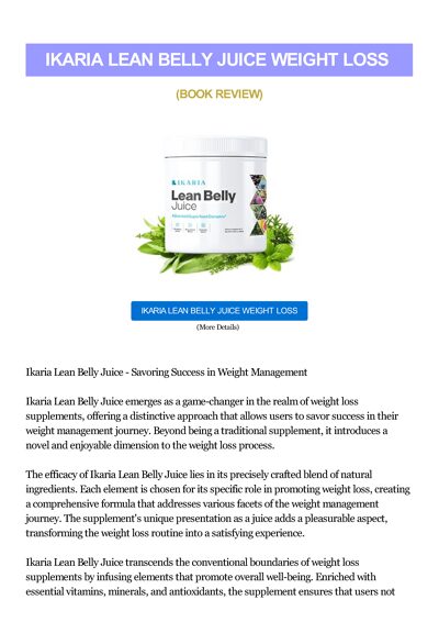 Ikaria Lean Belly Juice Weight Loss