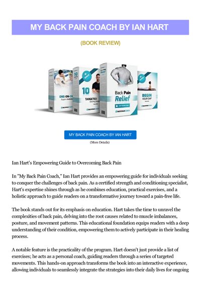 My Back Pain Coach By Ian Hart