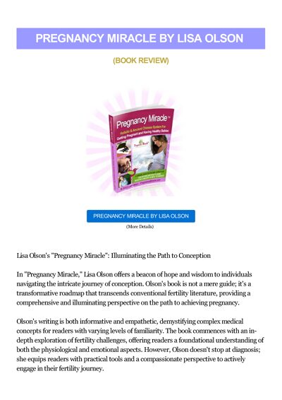 Pregnancy Miracle by Lisa Olson: A Holistic Guide to Conception