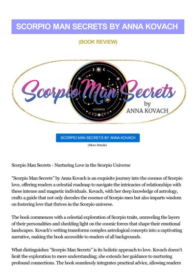 Scorpio Man Secrets By Anna Kovach