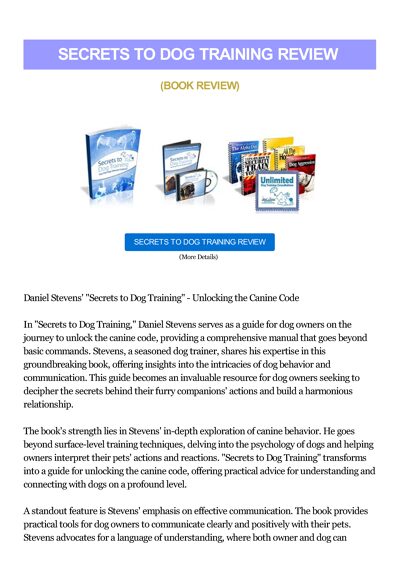 Secrets To Dog Training Review