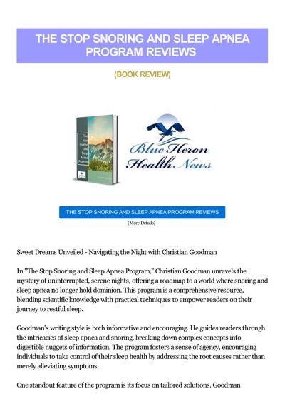 The Stop Snoring And Sleep Apnea Program Reviews
