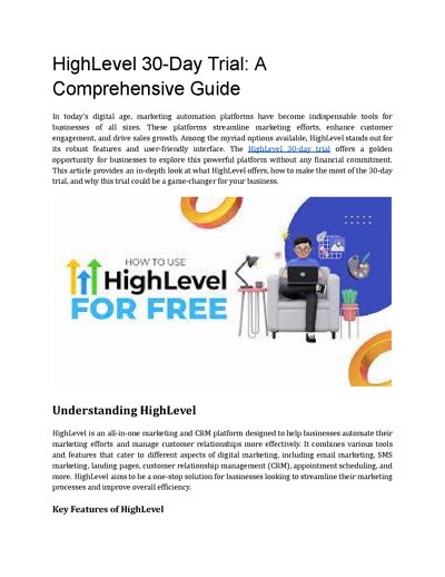 HighLevel 30-Day Trial: A Comprehensive Guide