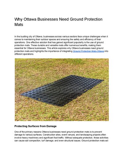 Ground Protection Mats Ottawa