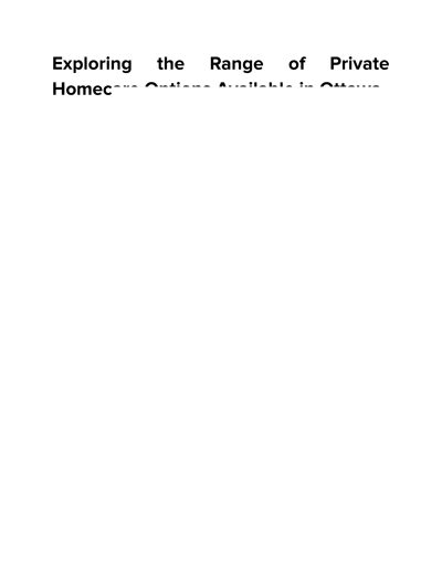 Home Health Care in Ottawa