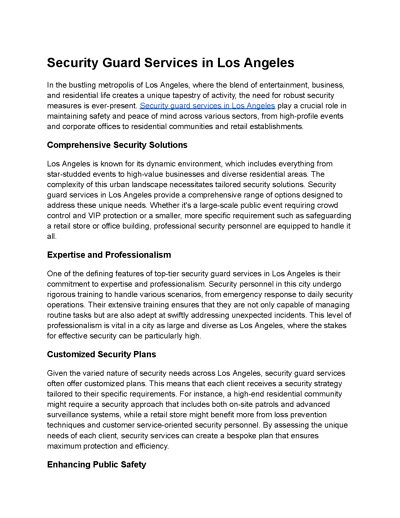 Security Guards Los Angeles