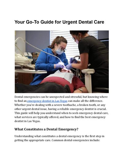 Emergency Dental Care Guide: Finding Urgent Dentists in Las Vegas