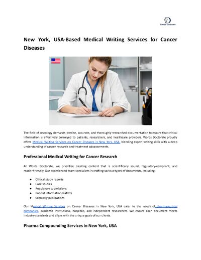 Professional Medical Writing Services for Oncology & Cancer Research in New York
