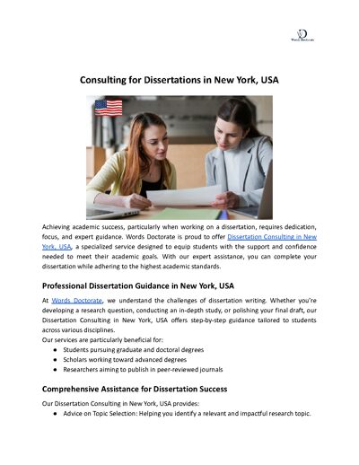 Dissertation Consulting Services in New York, USA | Words Doctorate