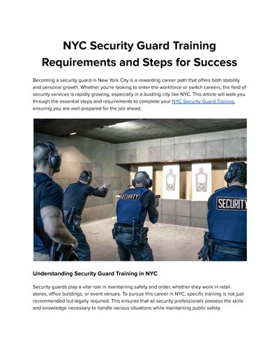 NYC Security Guard Training: Complete Requirements and Steps for Success