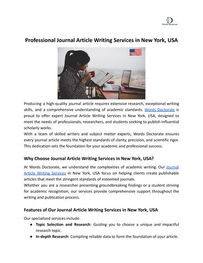 Professional Journal Article Writing Services in New York, USA